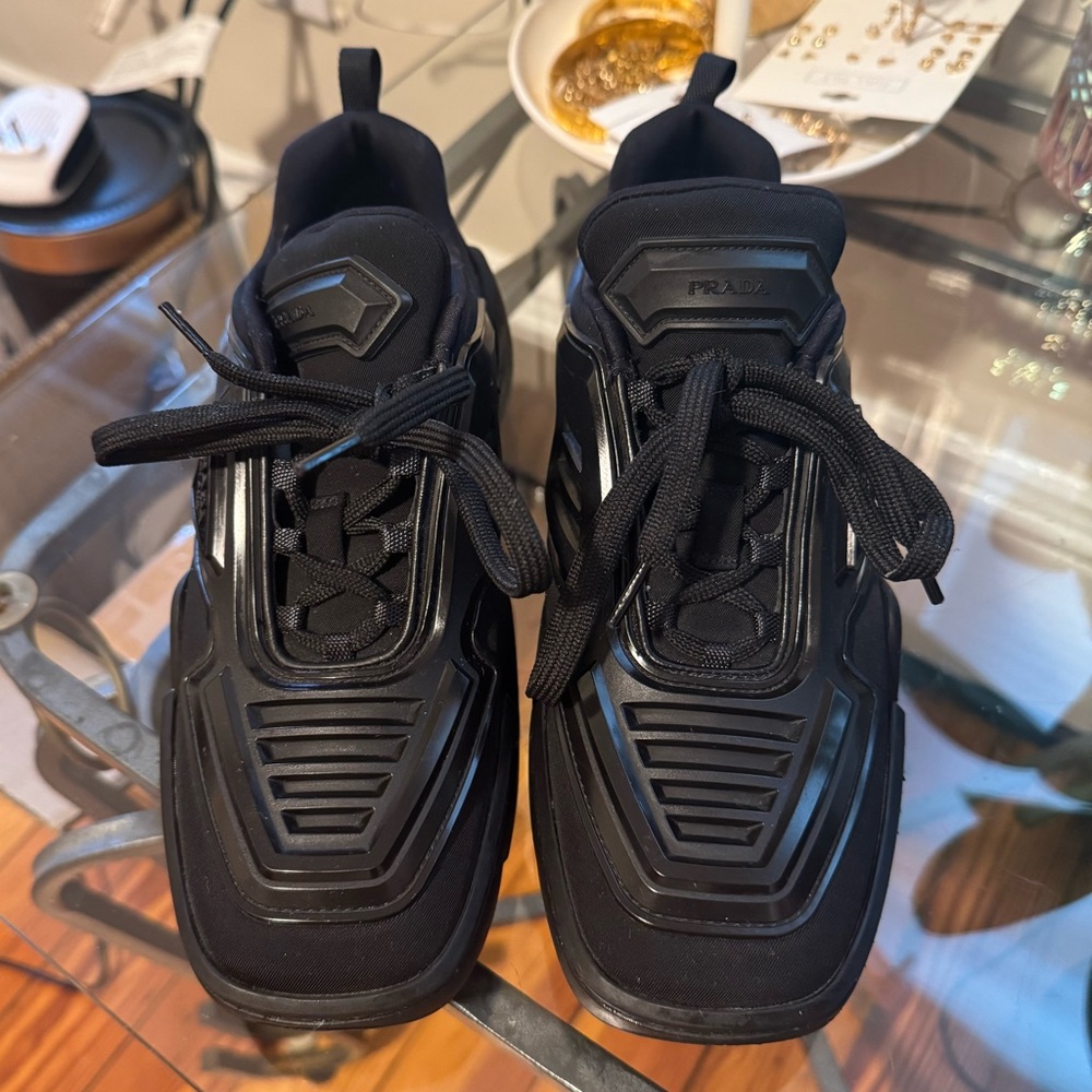 ❤️ Prada Techno Stretch Sneakers Black Fabric Rubber